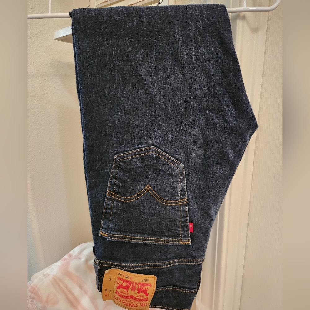 Levi's Blue Straight Jeans Classic Denim 35/32 In Ex Condition